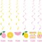 20-Piece Lemon Hanging Swirl Decorations – Citrus Lemonade Party Ceiling Swirls, Lemon & Lime Fruit Theme Hanging Decor for Summer Party, Birthday, Baby Shower, Home & Office Decor